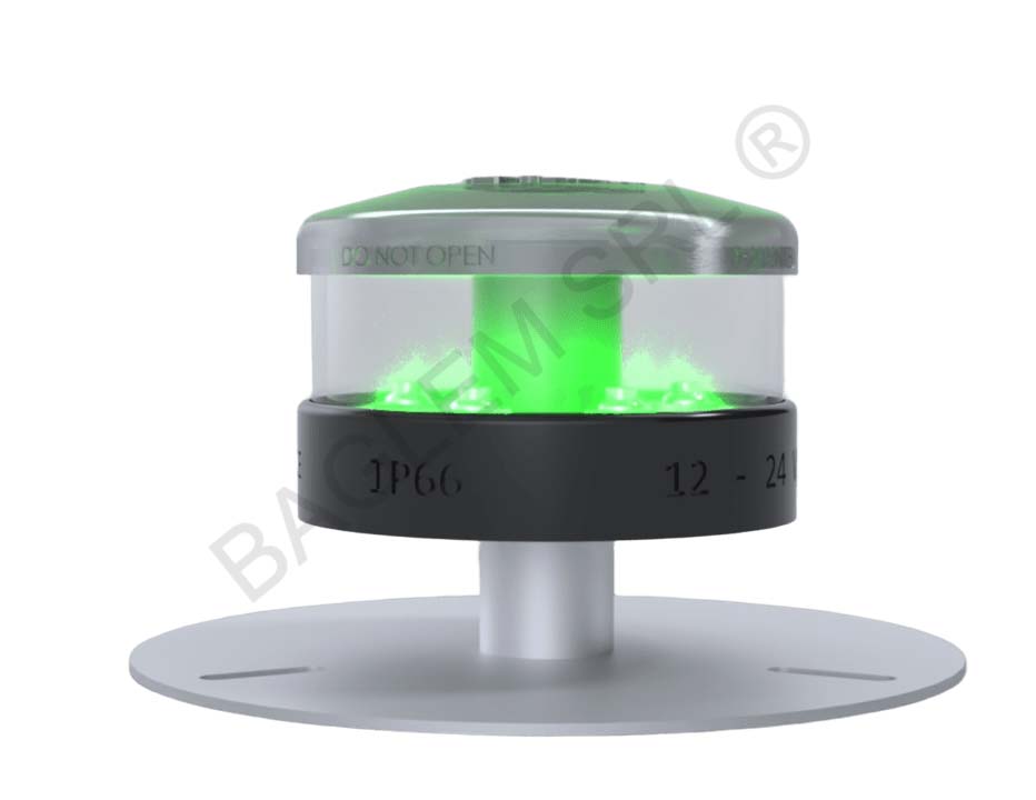 OPL - Luce Omnidirezionale Perimetrale rialzata Verde per TLOF - Baglem